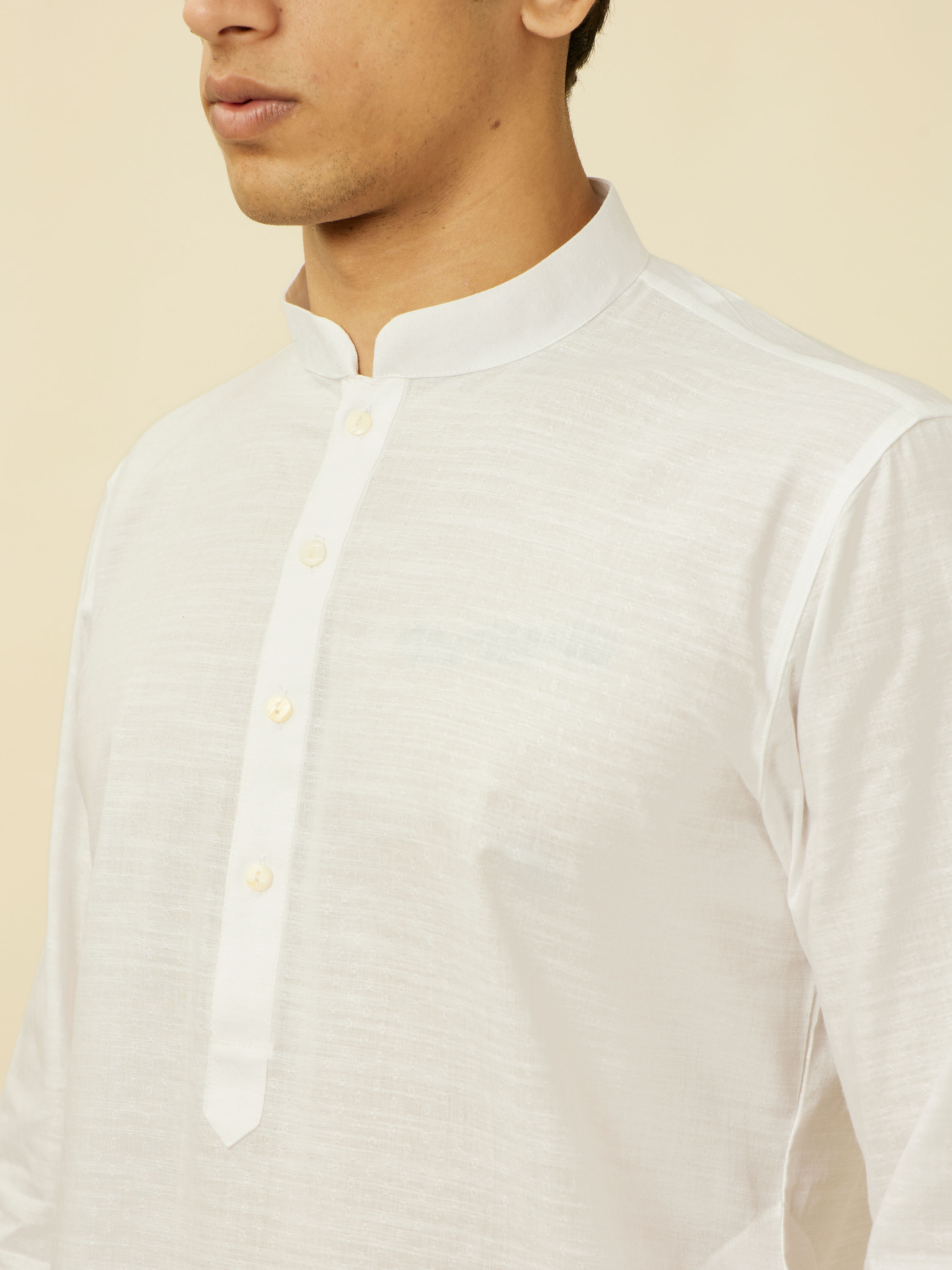 Manyavar Men Light Cream Kurta Set