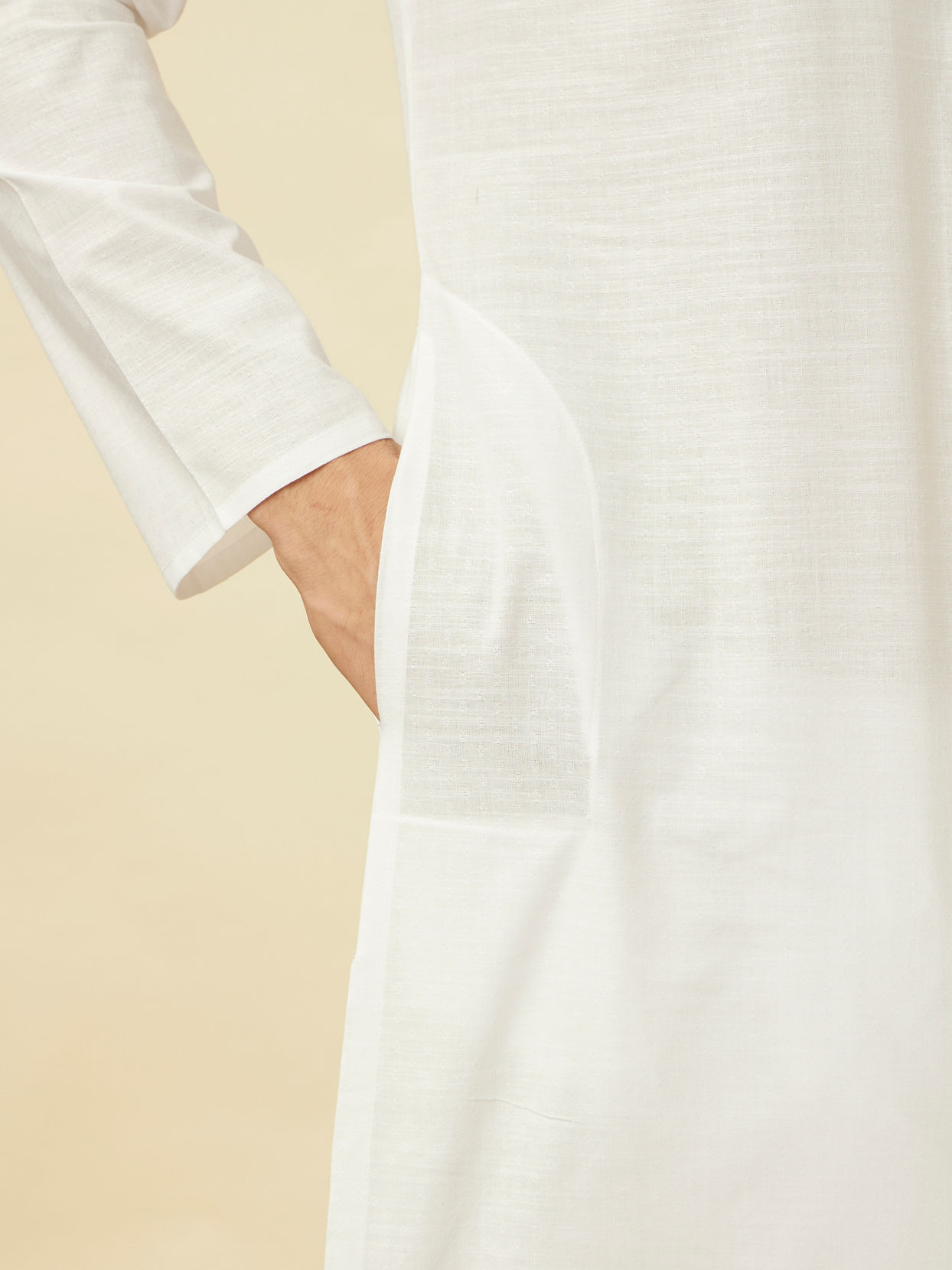 Manyavar Men Light Cream Kurta Set