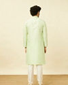 Manyavar Men Spring Green Overlay Patterned Kurta Set