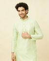 Spring Green Overlay Patterned Kurta Set