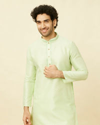 Manyavar Men Spring Green Overlay Patterned Kurta Set