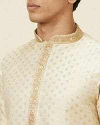 Manyavar Men Golden Beige Buta Patterned Kurta Set