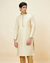 Manyavar Men Golden Beige Buta Patterned Kurta Set