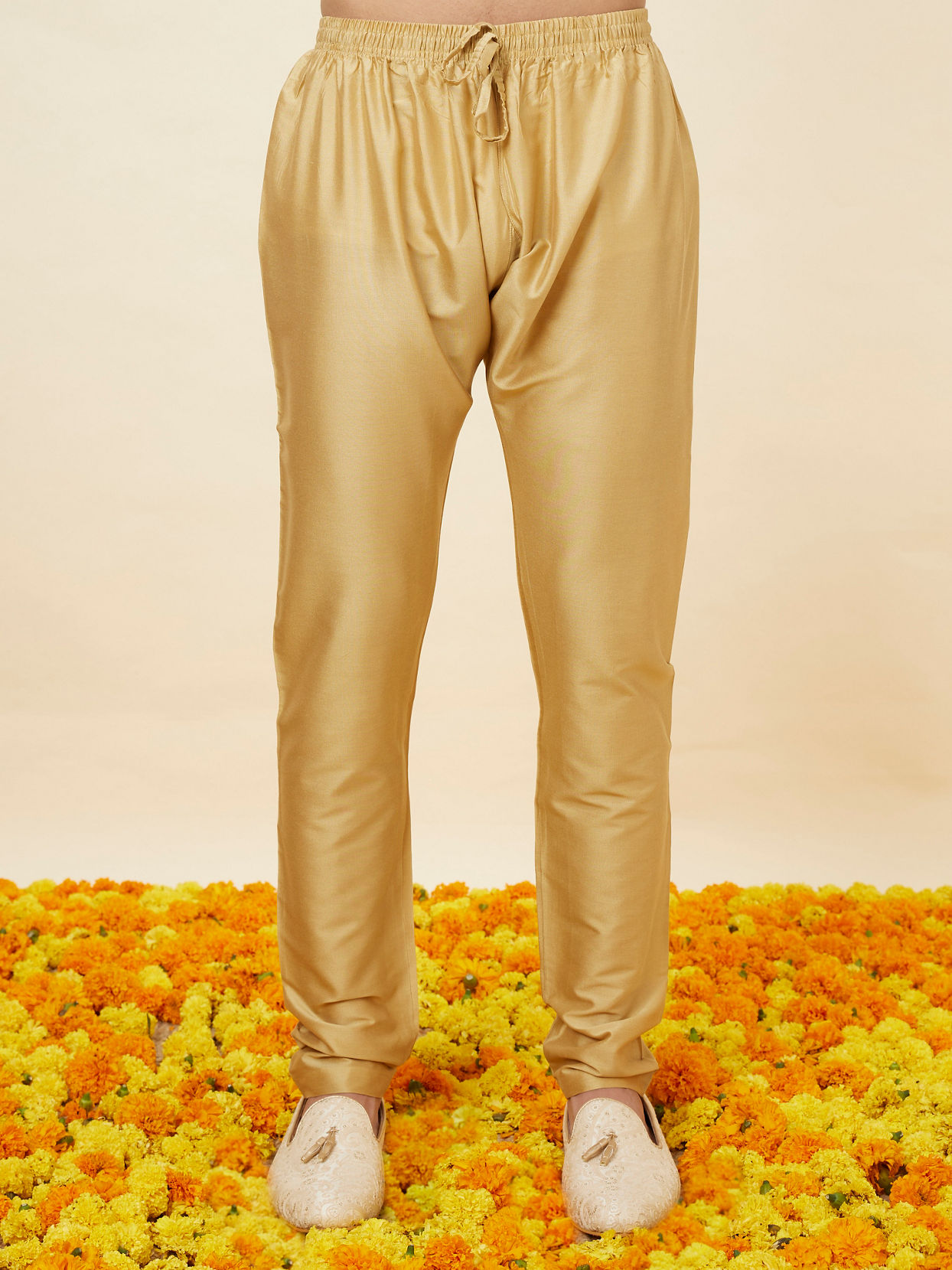Manyavar Men Golden Beige Buta Patterned Kurta Set