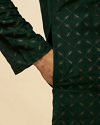 alt message - Manyavar Men Empire Green Lattice Embroidered Kurta image number 3