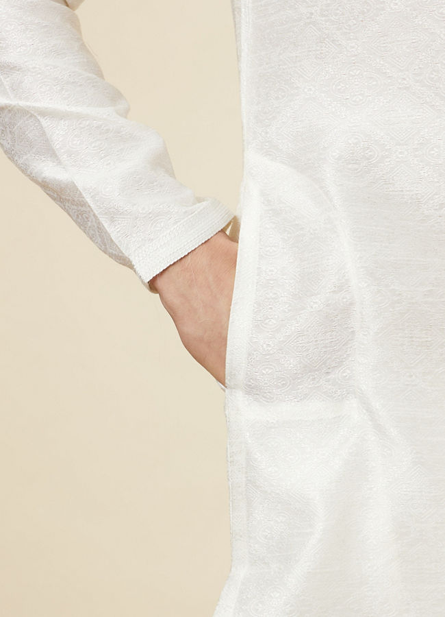 Manyavar Men Embellished Warm White Kurta Pajama