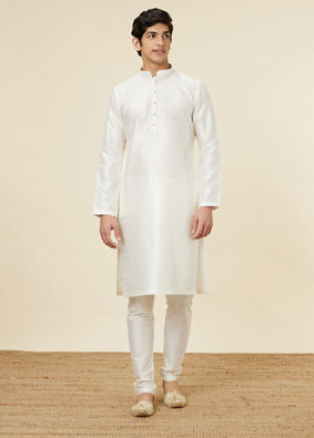 alt message - Manyavar Men Embellished Warm White Kurta Pajama image number 2