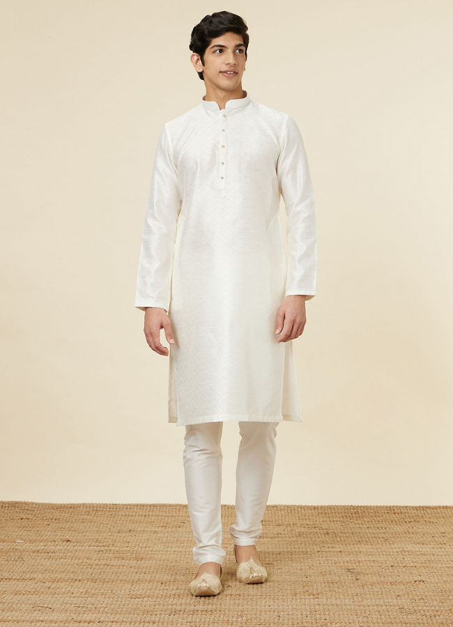 Manyavar Men Embellished Warm White Kurta Pajama