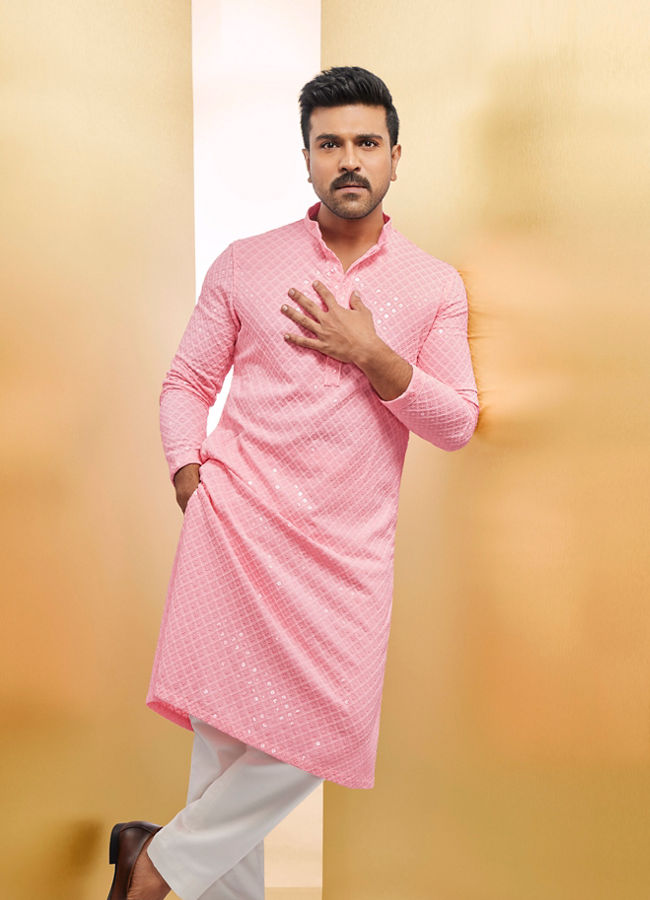 Buy Flamingo Pink Chikankari Embroidered Kurta Set Online in India