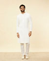 Manyavar Men Star White Chikankari Embroidered Sequinned Kurta Set