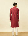 Manyavar Men Maroon Floral Jaal Patterned Kurta Set