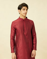 Manyavar Men Maroon Floral Jaal Patterned Kurta Set