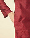 Maroon Floral Jaal Patterned Kurta Set image number 3