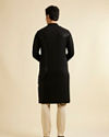 alt message - Manyavar Men Midnight Black Chikankari Embroidered Sequinned Kurta Set image number 4