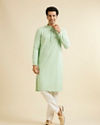 Manyavar Men Light Mid Green Chikankari Embroidered Sequinned Kurta Set