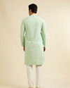 Manyavar Men Light Mid Green Chikankari Embroidered Sequinned Kurta Set