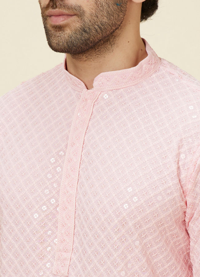 Flamingo Pink Chikankari Embroidered Kurta Set image number 2