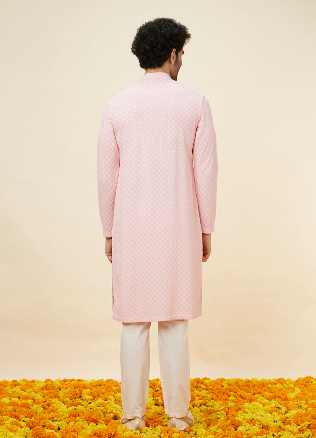 Flamingo Pink Chikankari Embroidered Kurta Set image number 6