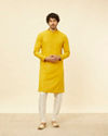 Manyavar Men Sunglow Yellow Chikankari Embroidered Sequinned Kurta Set