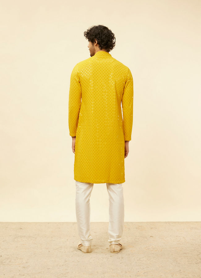 Sunglow Yellow Chikankari Embroidered Sequinned Kurta Set image number 5