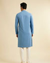 alt message - Manyavar Men Mid Blue Chikankari Embroidered Sequinned Kurta Set image number 4