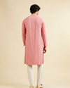 Manyavar Men Coral Pink Chikankari Embroidered Sequinned Kurta Set