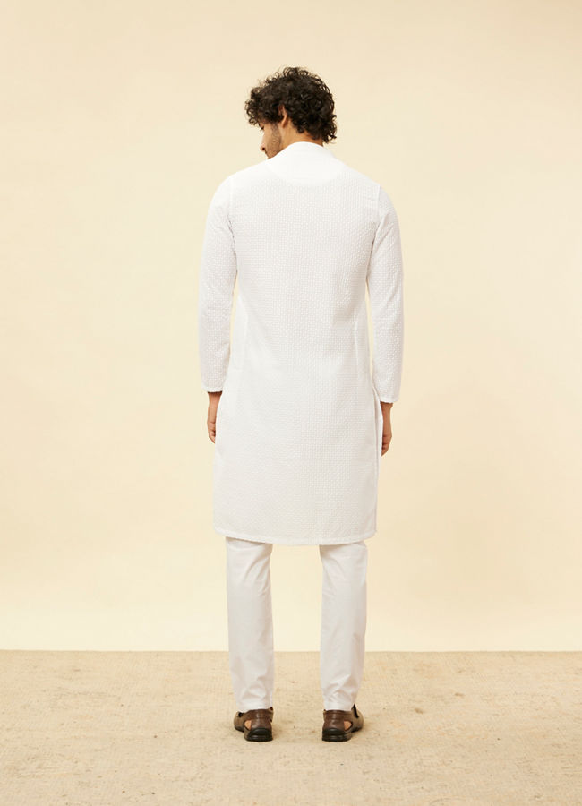 Manyavar Men Cream Chikankari Embroidered Kurta Set
