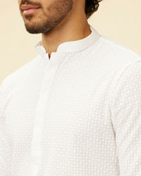 Manyavar Men Cream Chikankari Embroidered Kurta Set