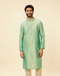 Manyavar Men Mint Green Shankh Motif Kurta Set