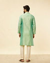 Manyavar Men Mint Green Shankh Motif Kurta Set image number 5