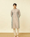 Manyavar Men Blissful Blue and Copper Floral Medallion Patterned Kurta Set