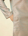 Manyavar Men Blissful Blue and Copper Floral Medallion Patterned Kurta Set