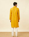 Manyavar Men Sunrise Yellow Kurta Set with Embroidered Placket