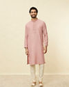 Manyavar Men Lemonade Pink Embroidered Placket Kurta Set