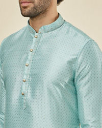 Manyavar Men Sea Green Foil Printed Kurta Set