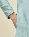 Manyavar Men Sea Green Foil Printed Kurta Set