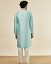 Manyavar Men Sea Green Foil Printed Kurta Set