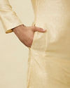 Manyavar Men Mellow Yellow Ogee Patterned Kurta Set