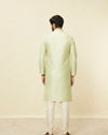 Manyavar Men Tea Green Ogee Patterned Kurta Set