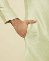 Manyavar Men Tea Green Ogee Patterned Kurta Set