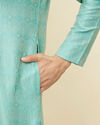 Manyavar Men Emerald Green Ogee Patterned Kurta Set