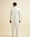 Manyavar Men Sea Shell White Jacquard Kurta Pajama
