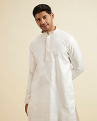 Manyavar Men Sea Shell White Jacquard Kurta Pajama