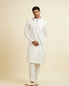 Manyavar Men Sea Shell White Jacquard Kurta Pajama