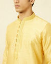 alt message - Manyavar Men Crayola Yellow Polka Dotted Kurta Set image number 1