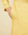 Manyavar Men Crayola Yellow Polka Dotted Kurta Set