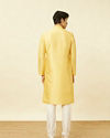 Manyavar Men Crayola Yellow Polka Dotted Kurta Set