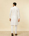 alt message - Manyavar Men White String Patterned Kurta Set image number 5