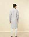 Manyavar Men Cloud Grey String Patterned Kurta Set