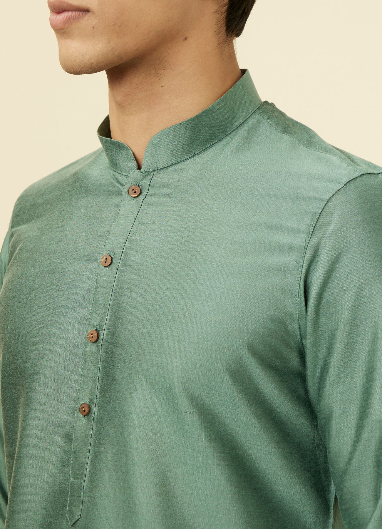 Manyavar Men Sage Green Classic Kurta Set